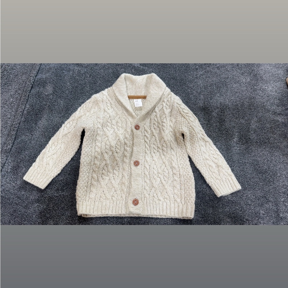 H&M Cream Cable Knit Kids Cardigan